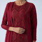 3 Piece - Embroidered Cotton Satin Suit