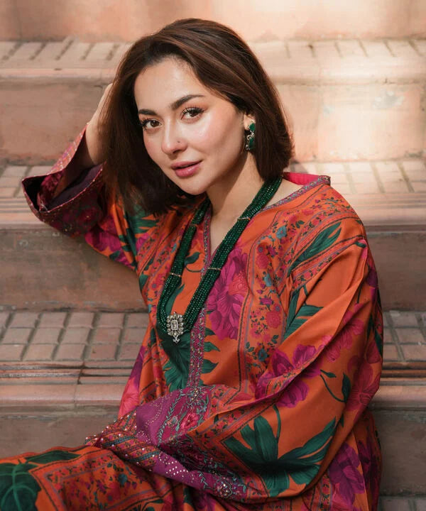 2 Piece - Embroidered Silk Suit