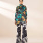 2 Piece - Embroidered Satin Suit