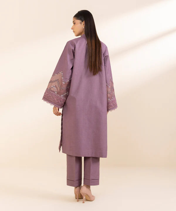 2 Piece - Embroidered Dobby Suit