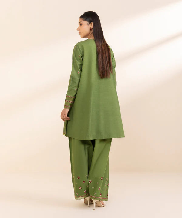 2 Piece - Embroidered Zari Khaddar Suit