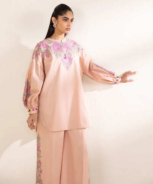 2 Piece - Embroidered Crosshatch Suit