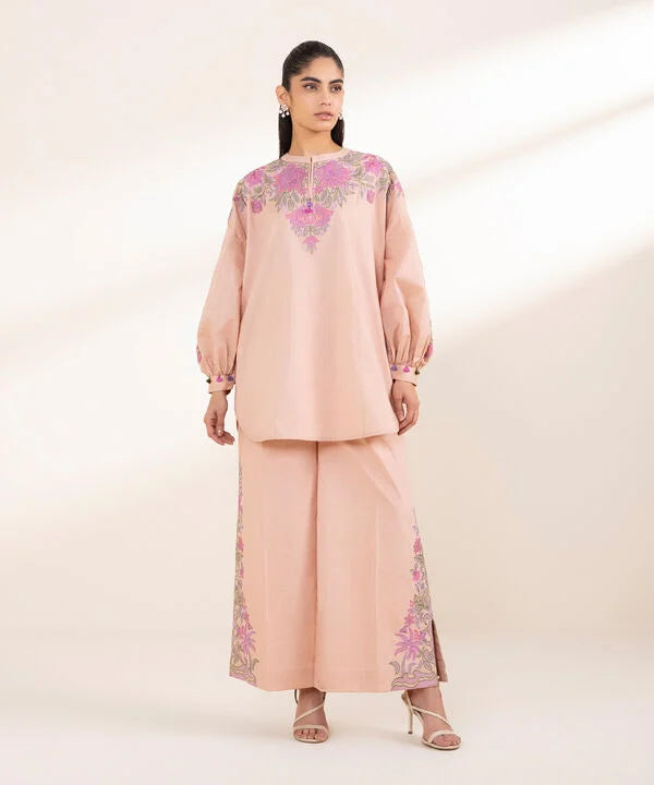 2 Piece - Embroidered Crosshatch Suit