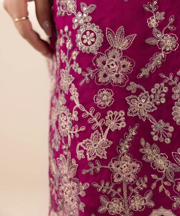 3 Piece - Embroidered Organza Suit