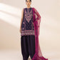 3 Piece - Embroidered Net Suit
