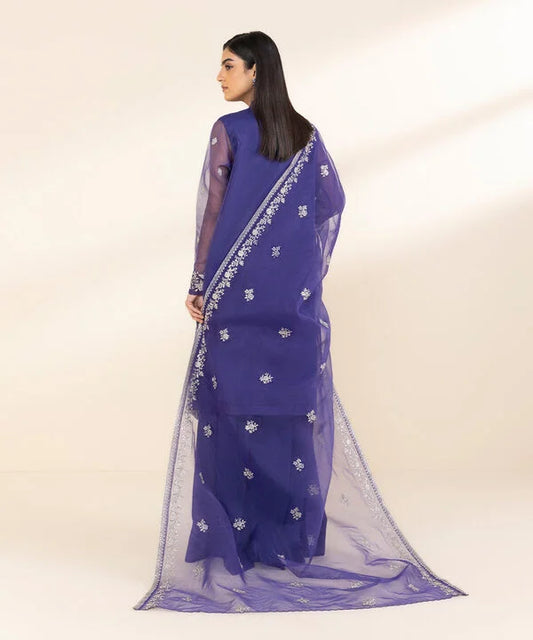 3 Piece - Embroidered Organza Suit