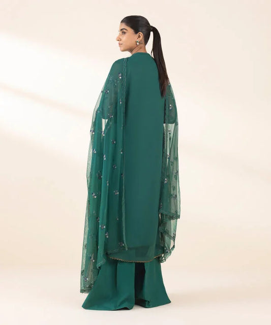 3 Piece - Embroidered Net Suit