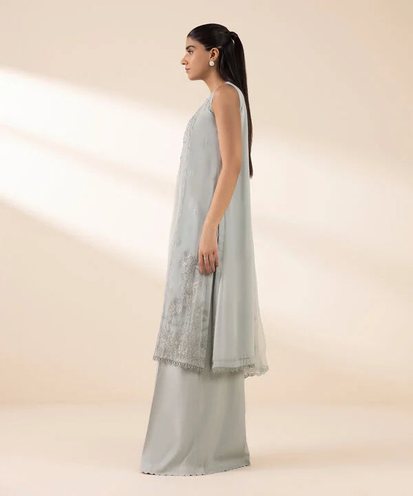 3 Piece - Embroidered Chiffon Suit