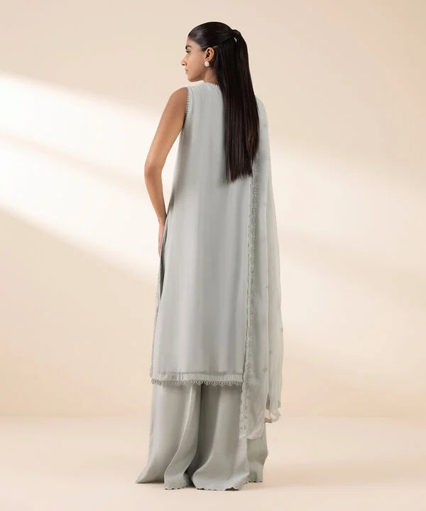 3 Piece - Embroidered Chiffon Suit