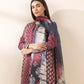 3 Piece - Printed Cotton Viscose Suit