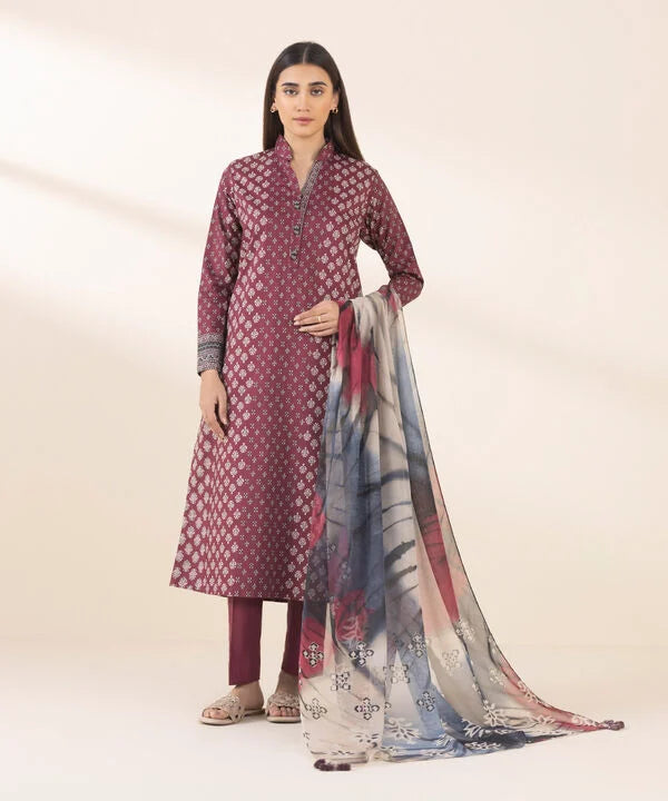 3 Piece - Printed Cotton Viscose Suit