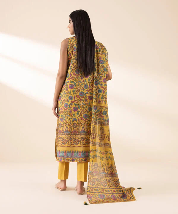 3 Piece - Printed Zari Lawn Suit