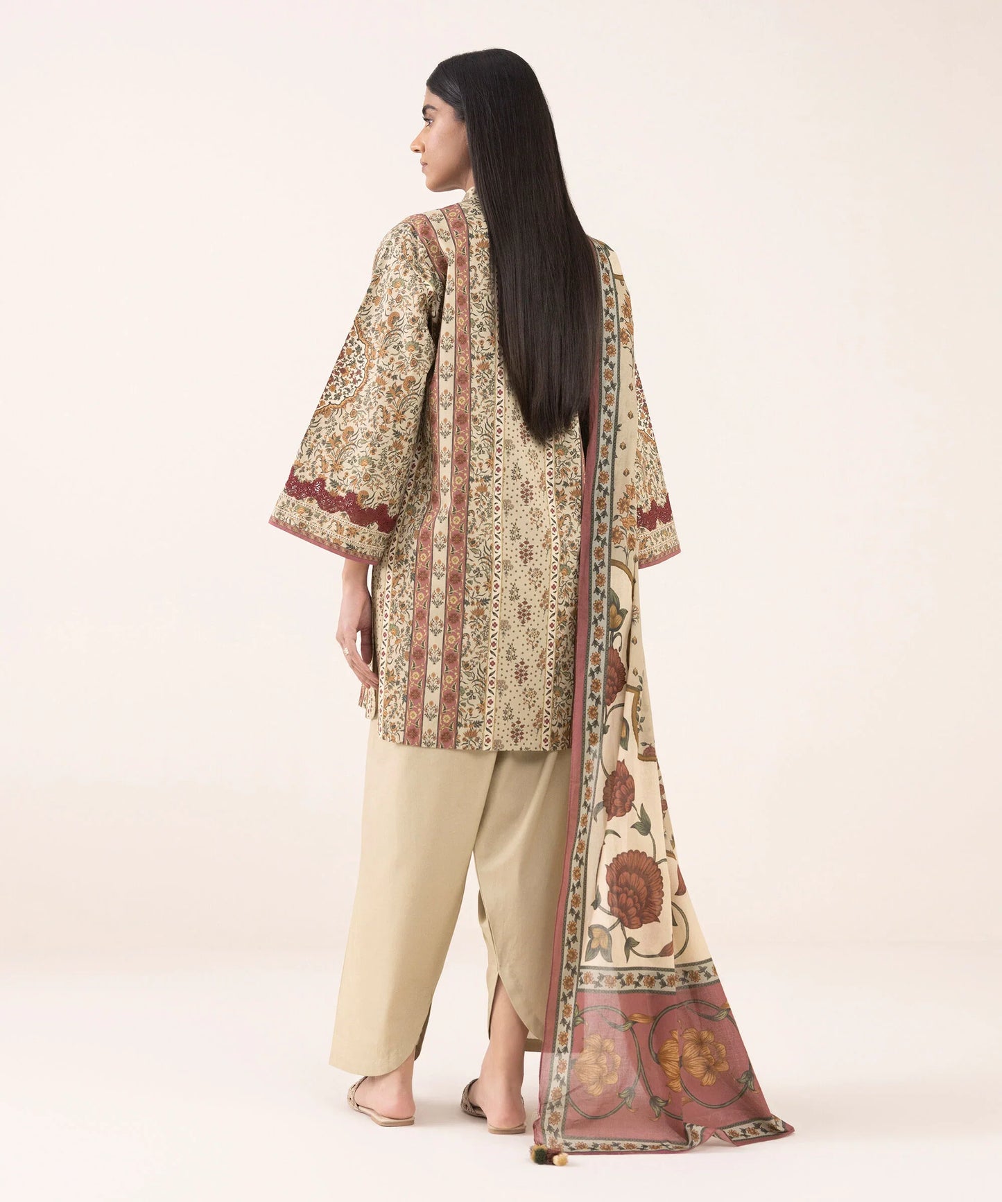 3 Piece - Printed Cotton Suit
