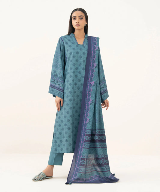 3 Piece - Printed Linen Suit
