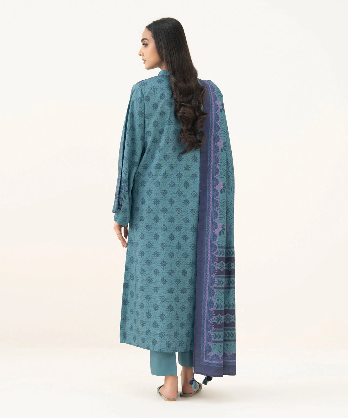 3 Piece - Printed Linen Suit