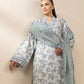 3 Piece - Embroidered Cotton Satin Suit