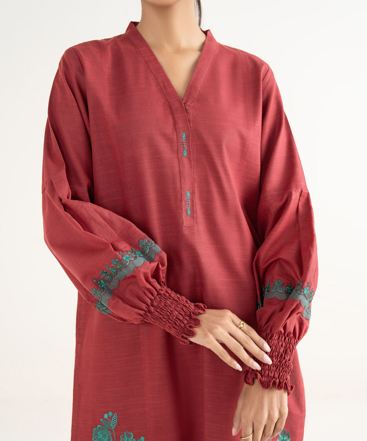 3 Piece - Embroidered Light Khaddar Suit