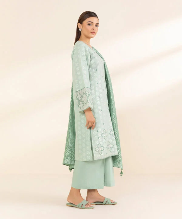 3 Piece - Embroidered Jacquard Suit