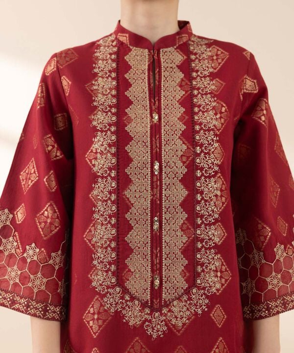 3 Piece - Embroidered Jacquard Suit