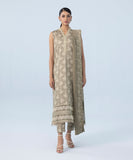 3 Piece - Embroidered Cotton Satin Suit