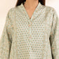 3 Piece - Embroidered Cotton Satin Suit
