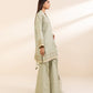 3 Piece - Embroidered Cotton Satin Suit