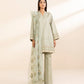 3 Piece - Embroidered Cotton Satin Suit