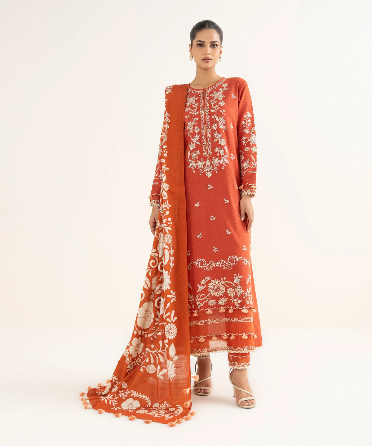 3 Piece - Embroidered Dobby Suit