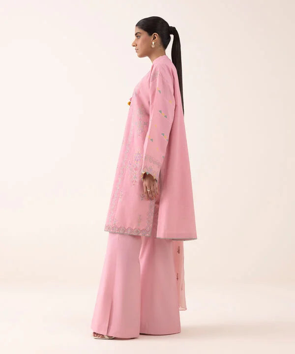 3 Piece - Embroidered Dobby Suit