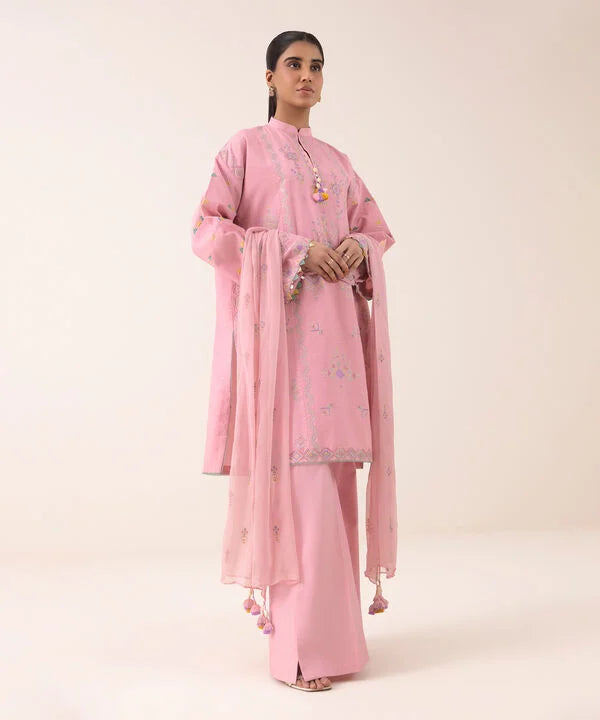 3 Piece - Embroidered Dobby Suit