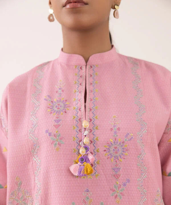 3 Piece - Embroidered Dobby Suit