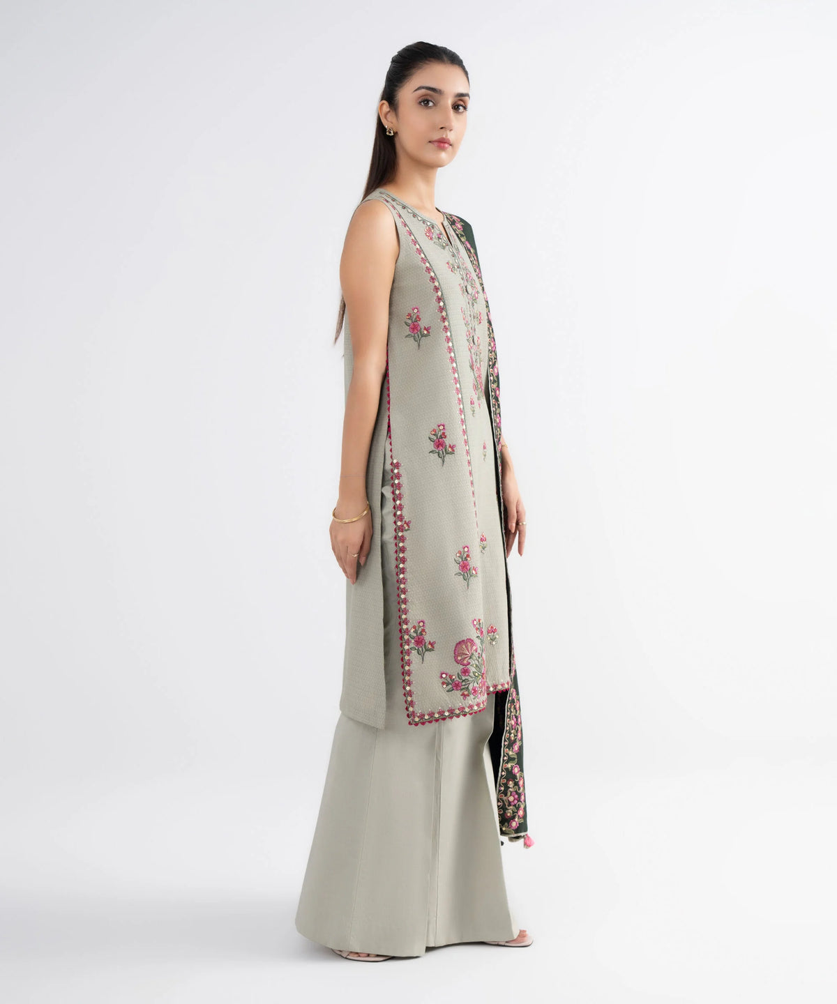 3 Piece - Embroidered Dobby Suit