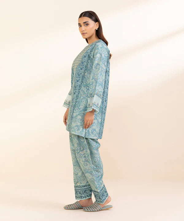2 Piece - Embroidered Light Khaddar Suit