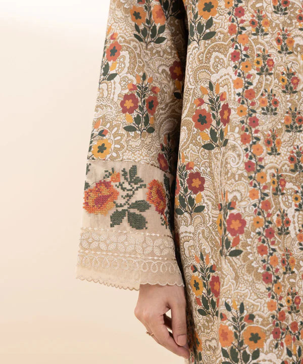 2 Piece - Embroidered Light Khaddar Suit
