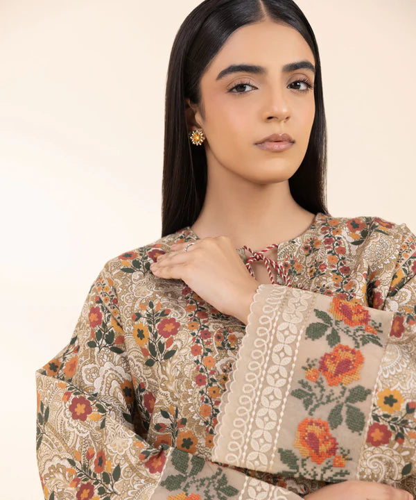 2 Piece - Embroidered Light Khaddar Suit