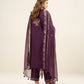 3 Piece - Embroidered Cotton Net Suit