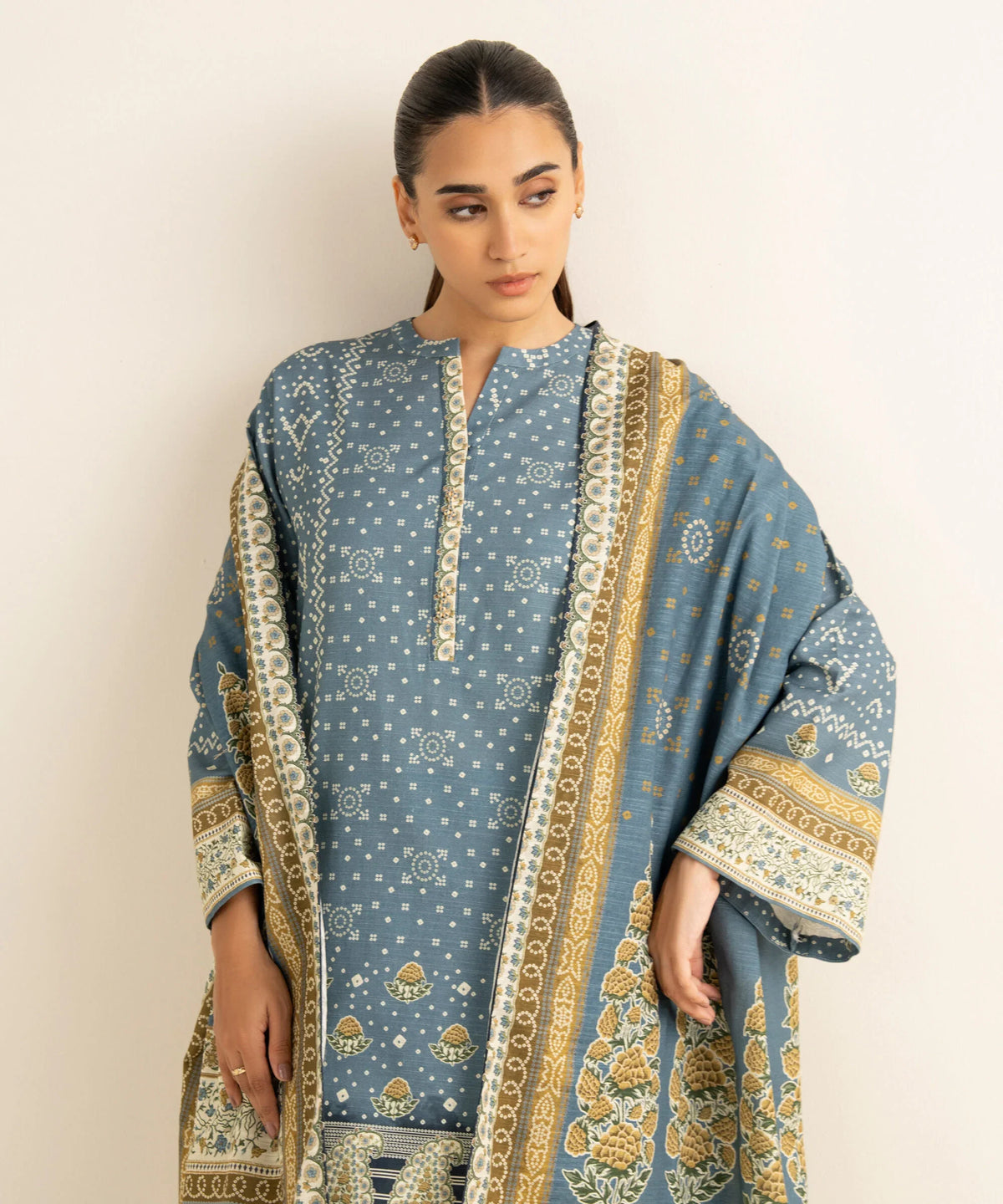 3 Piece - Printed Cotton Suit