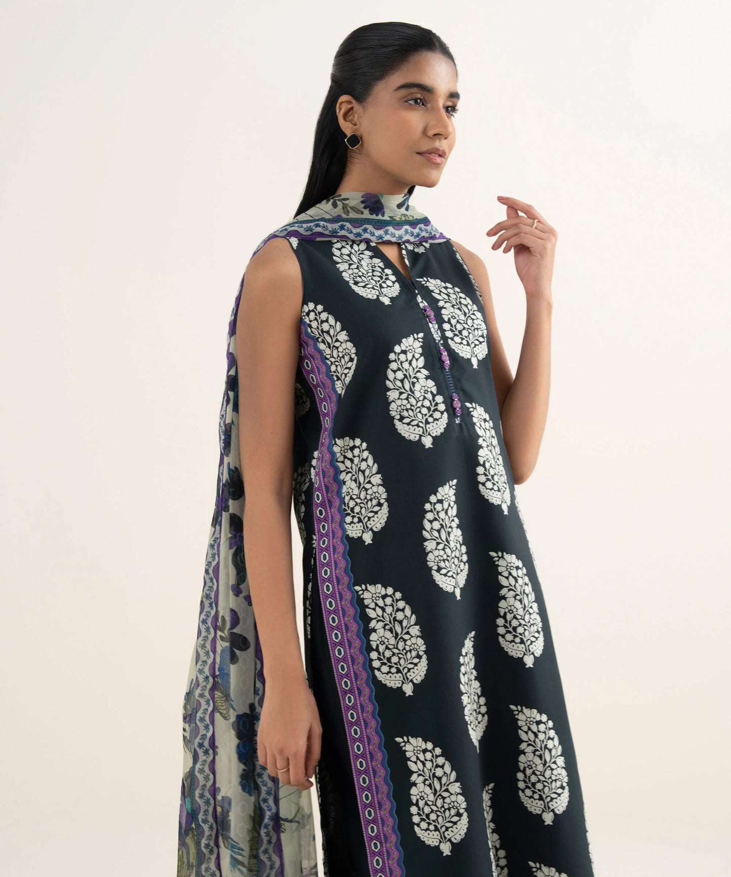 3 Piece - Printed Cotton Suit