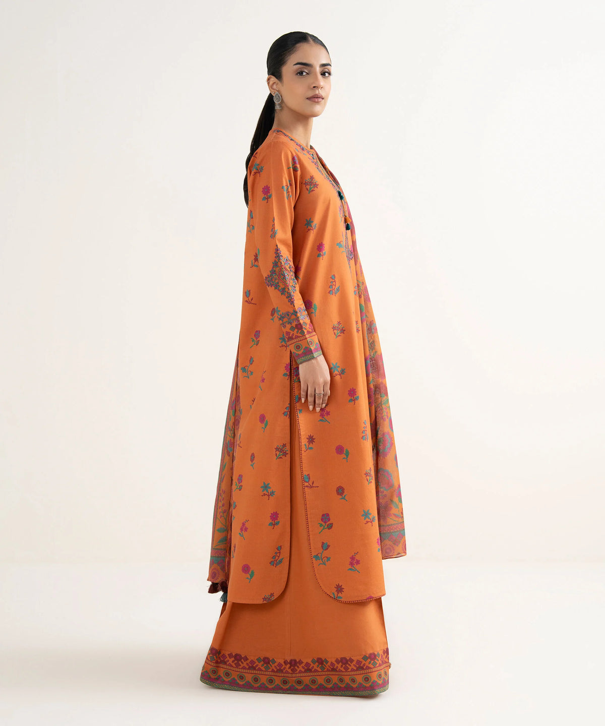 3 Piece - Embroidered Cotton Suit