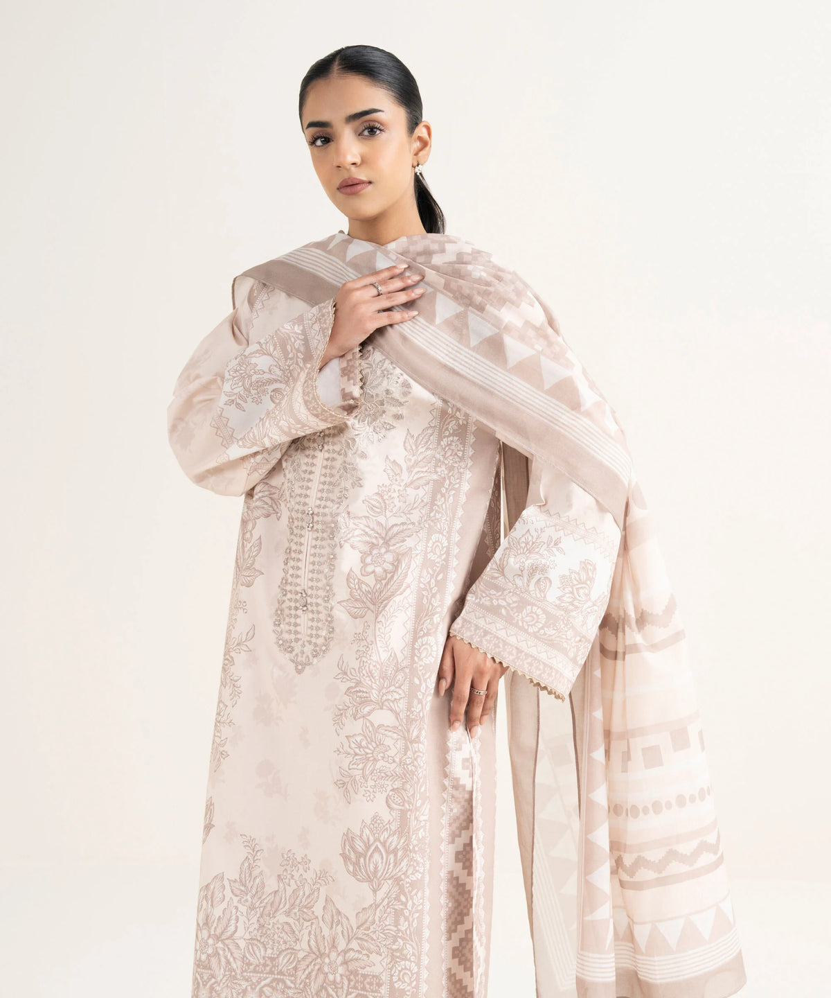 3 Piece - Embroidered Cotton Suit