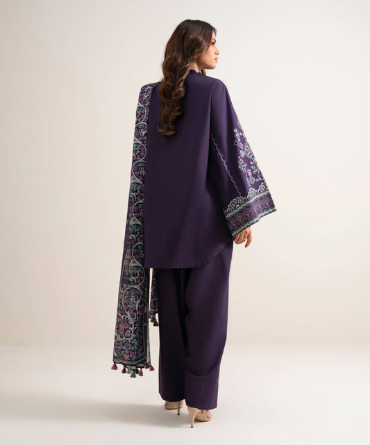 3 Piece - Embroidered Cotton Suit