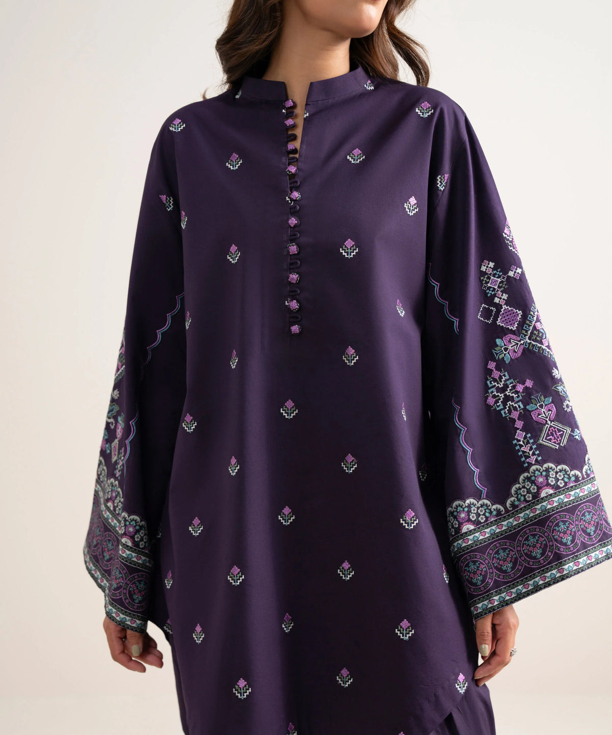 3 Piece - Embroidered Cotton Suit