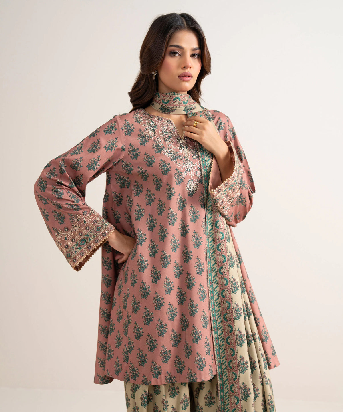 3 Piece - Embroidered Linen Suit