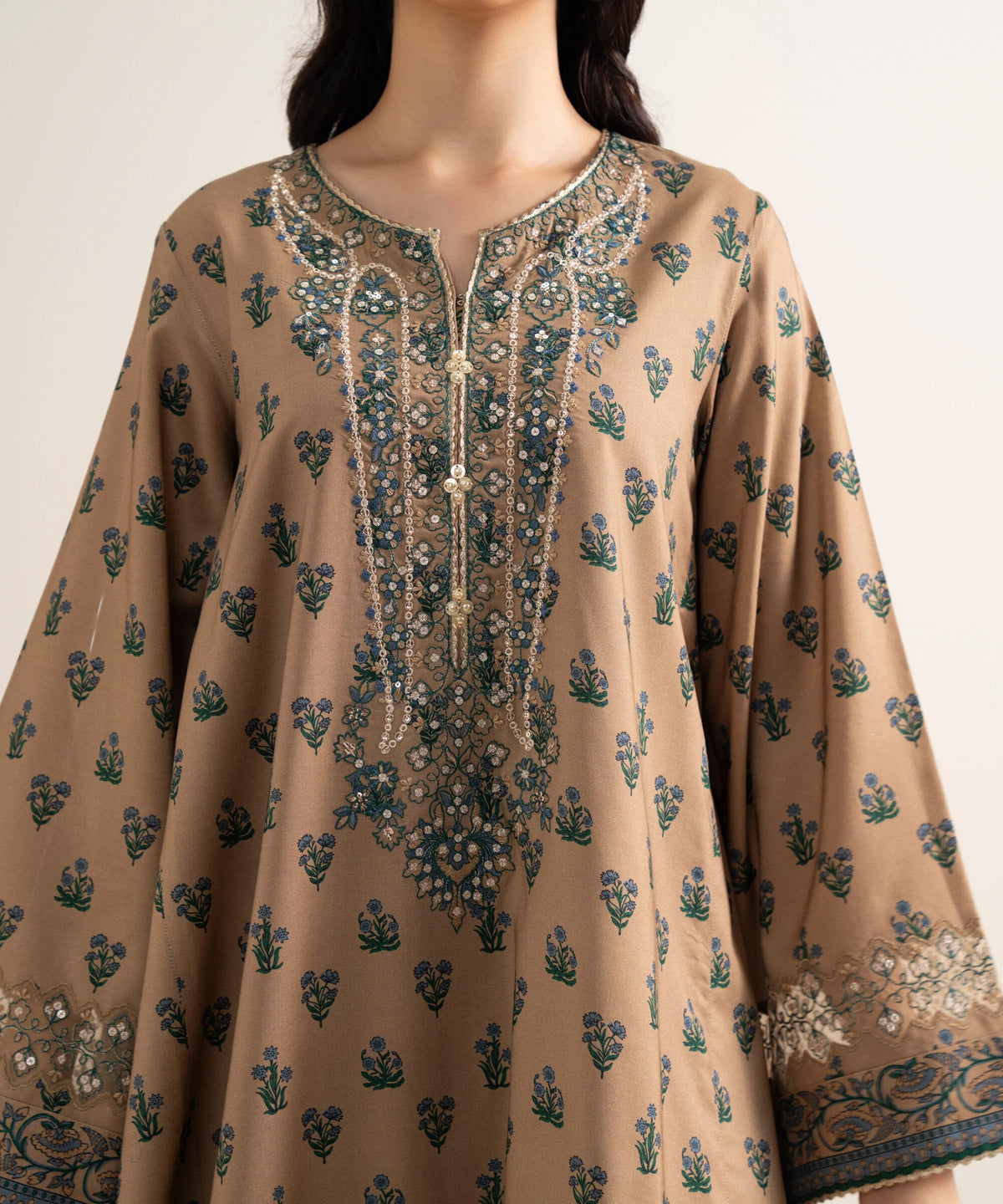 3 Piece - Embroidered Linen Suit