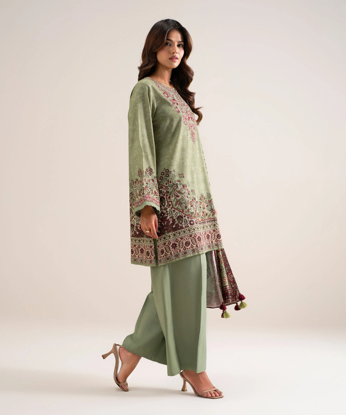 3 Piece - Embroidered Cotton Viscose Suit