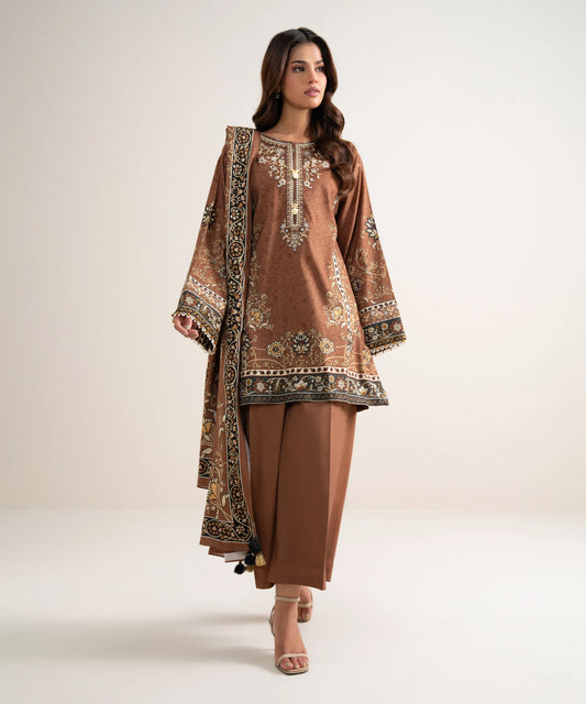 3 Piece - Embroidered Cotton Viscose Suit