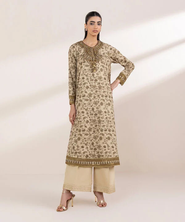 Embroidered Cotton Satin Shirt