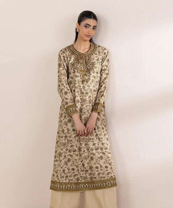 Embroidered Cotton Satin Shirt