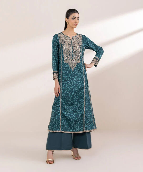 Embroidered Cotton Satin Shirt