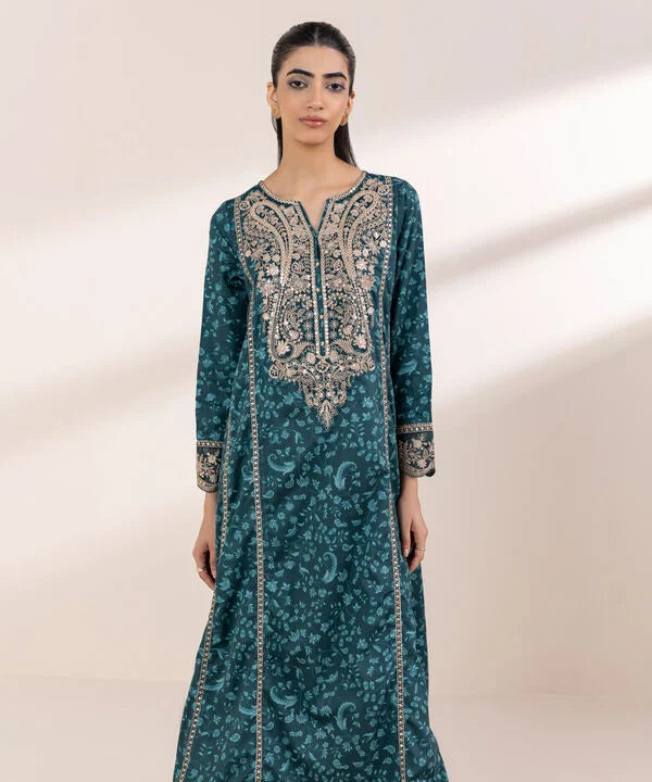 Embroidered Cotton Satin Shirt